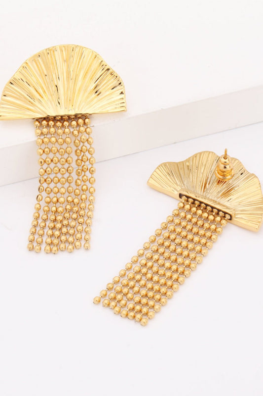 18K Gold Plated Fan Fringe Dangle Earrings - TapLike