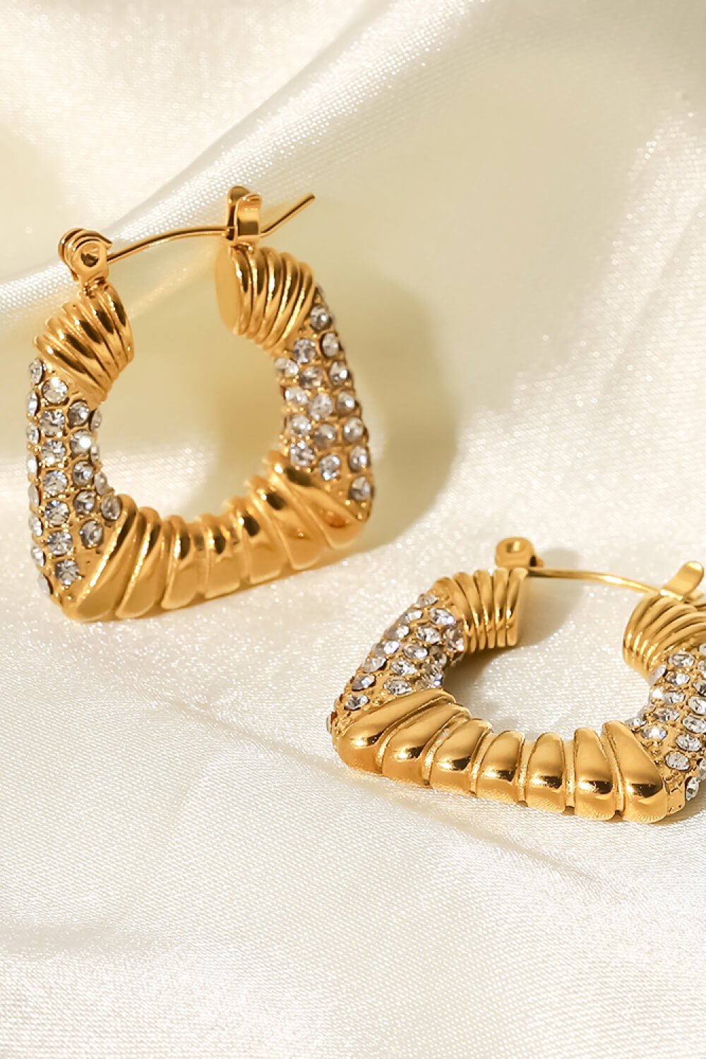 18K Gold Plated Inlaid Cubic Zirconia Earrings - TapLike