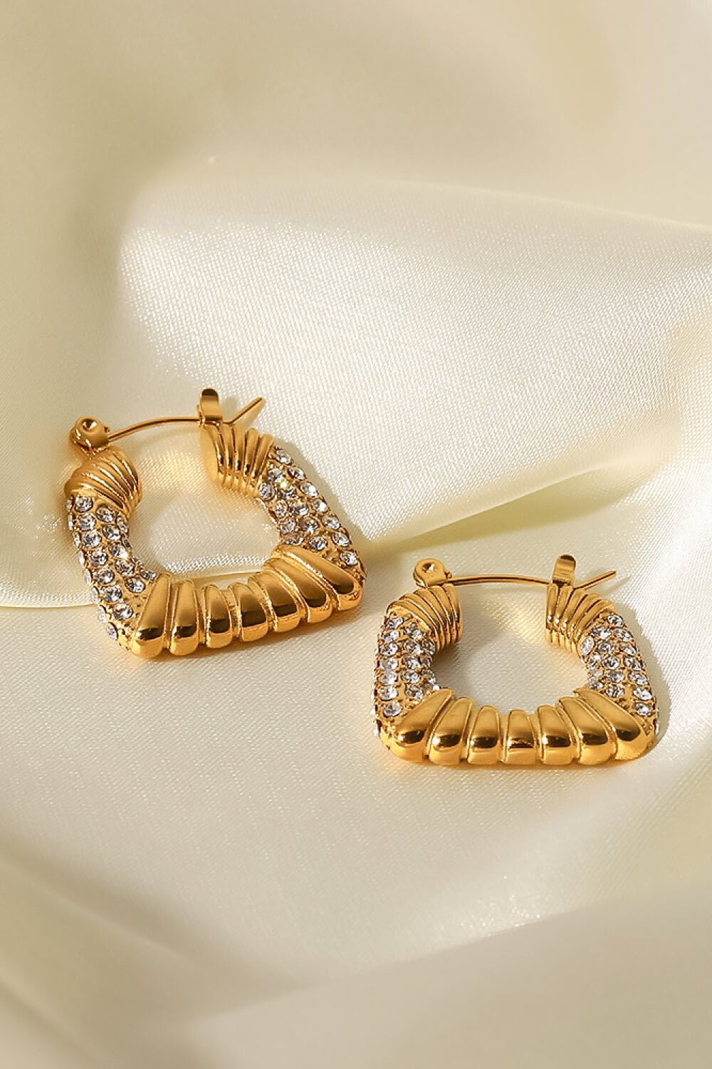 18K Gold Plated Inlaid Cubic Zirconia Earrings - TapLike