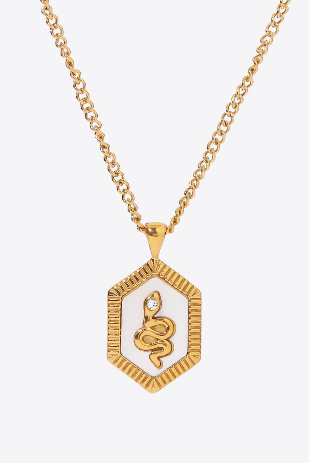 18K Gold Plated Snake Geometric Pendant Necklace - TapLike