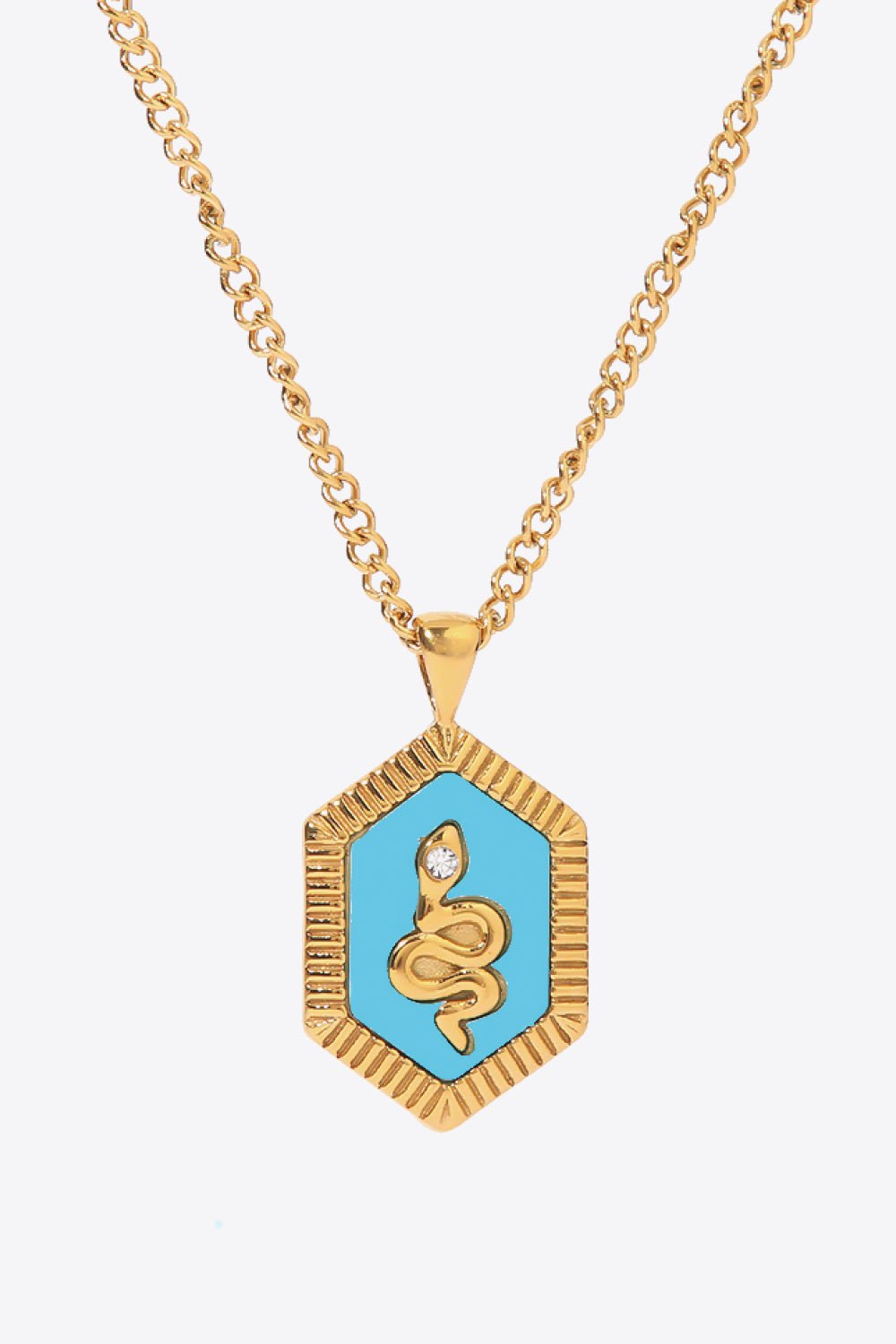 18K Gold Plated Snake Geometric Pendant Necklace - TapLike