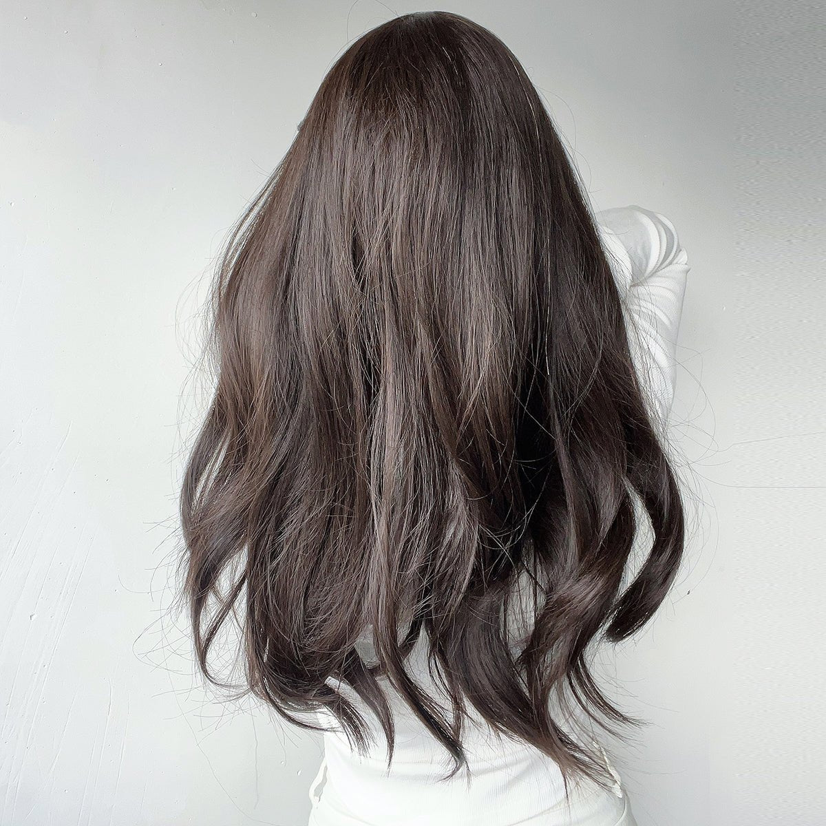 22-inch| dark brown |curly hair with hair bangs | SM7235 - TapLike