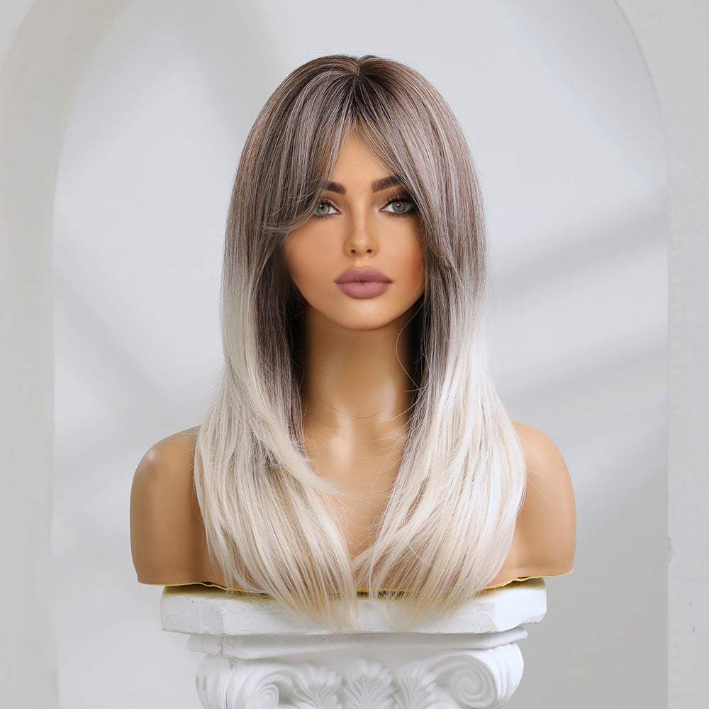 22-inch | Gray Ombre Highlight withbangs Daily hairstye | SM3130 - TapLike