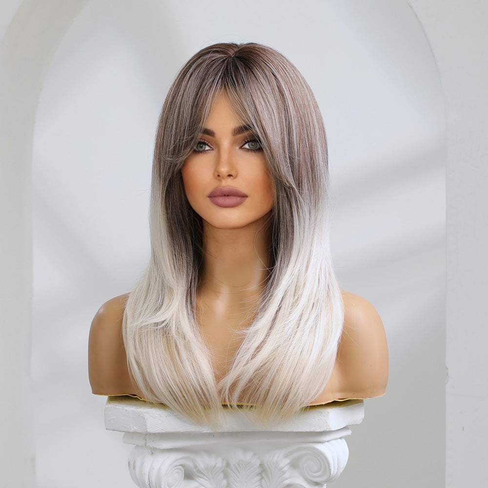 22-inch | Gray Ombre Highlight withbangs Daily hairstye | SM3130 - TapLike