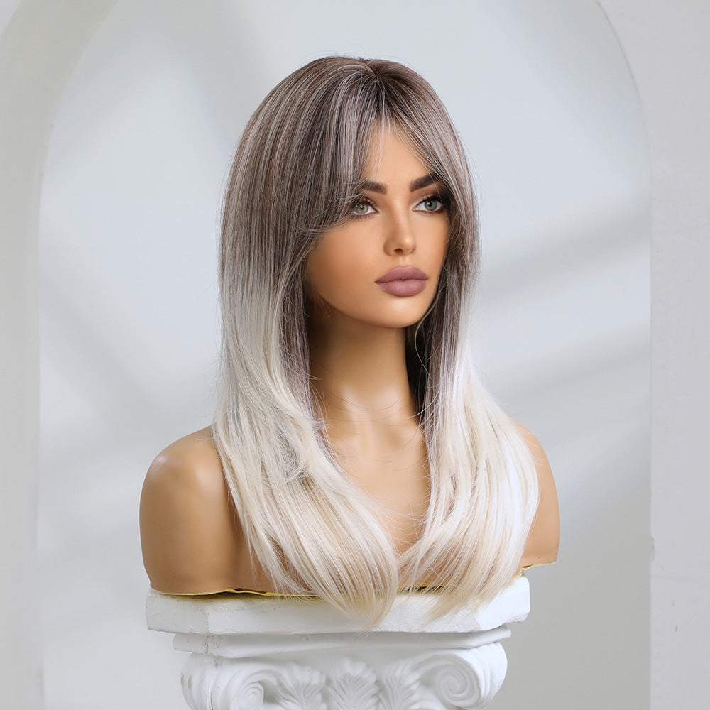 22-inch | Gray Ombre Highlight withbangs Daily hairstye | SM3130 - TapLike