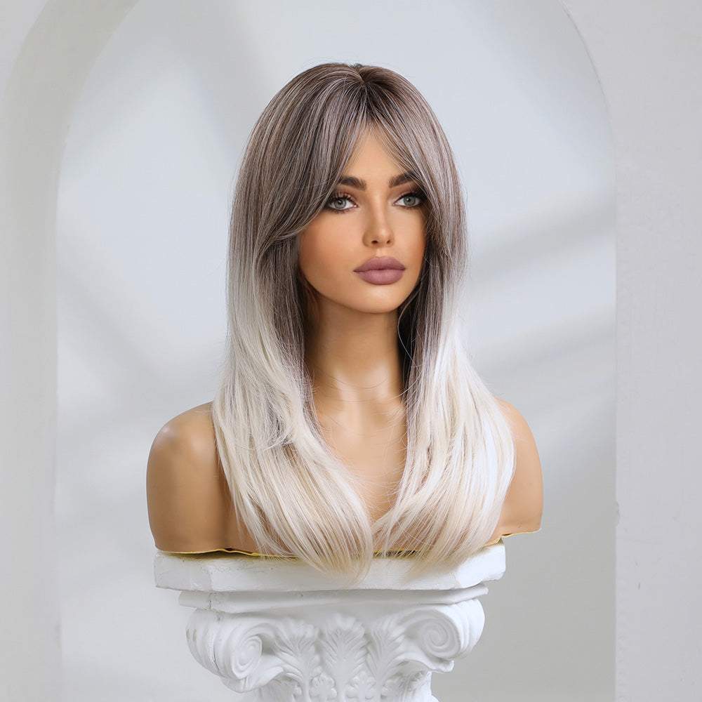 22-inch | Gray Ombre Highlight withbangs Daily hairstye | SM3130 - TapLike