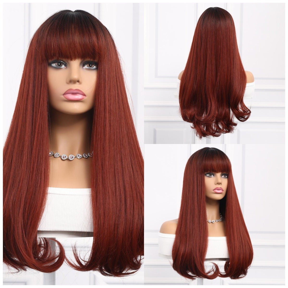 22-inch | Reddish brown Loose Wave with Hair Bangs | SM368 - TapLike