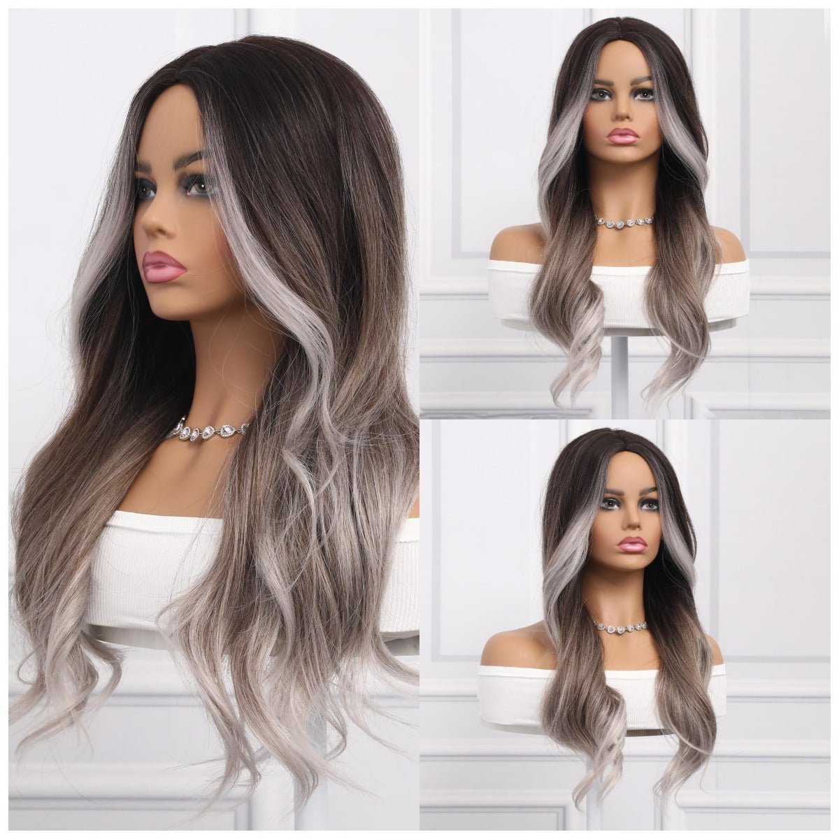 24-inch | Black-gray gradient Loose Wave without Hair Bangs | SM474 - TapLike