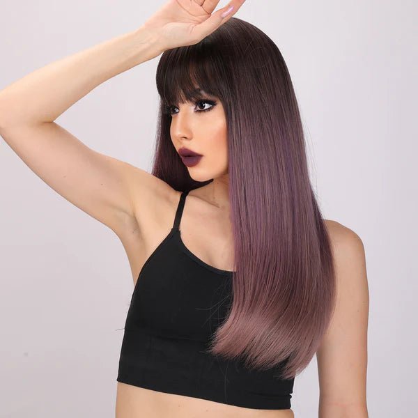 24-inch | Ombre Purple Straight with Bangs | SM169-2 - TapLike