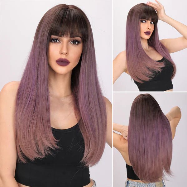 24-inch | Ombre Purple Straight with Bangs | SM169-2 - TapLike