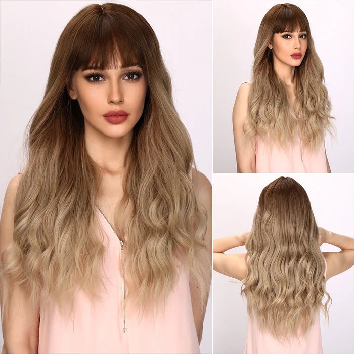 26-inch | Ombre Gold Loose Wave with Bangs | SM6096 - TapLike