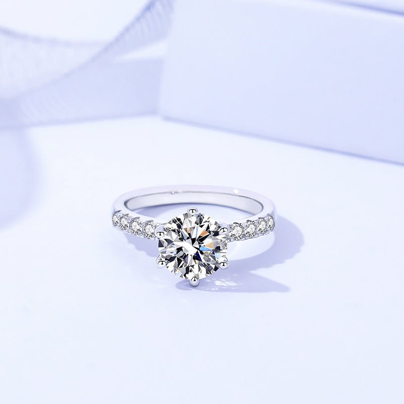 2ct Mozambique Stone Ring with 8 Small Diamonds - Classic S925 Silver Design K1292 - TapLike