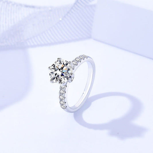 2ct Mozambique Stone Ring with 8 Small Diamonds - Classic S925 Silver Design K1292 - TapLike