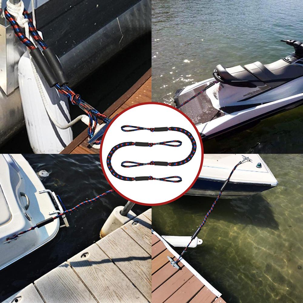 2Pcs Bungee Dock Line Mooring Rope Marine Mooring Rope Pontoon Kayak - Taplike