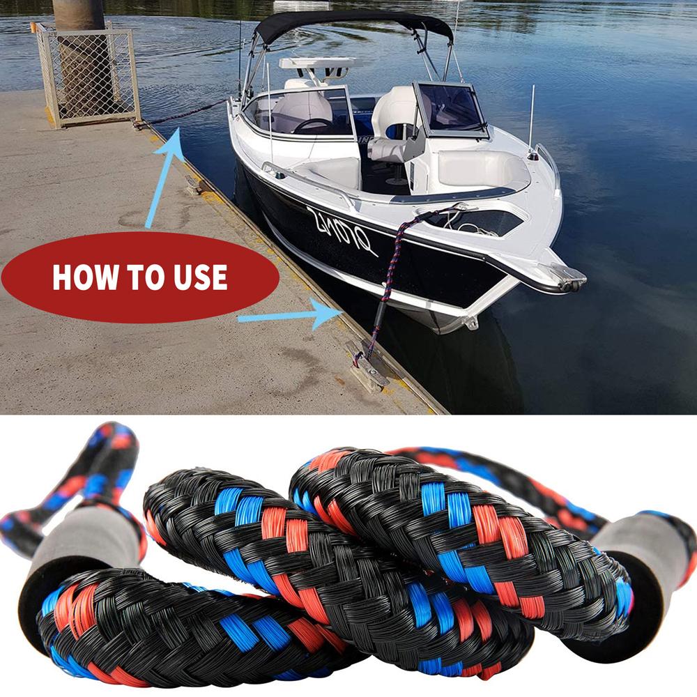 2Pcs Bungee Dock Line Mooring Rope Marine Mooring Rope Pontoon Kayak - Taplike