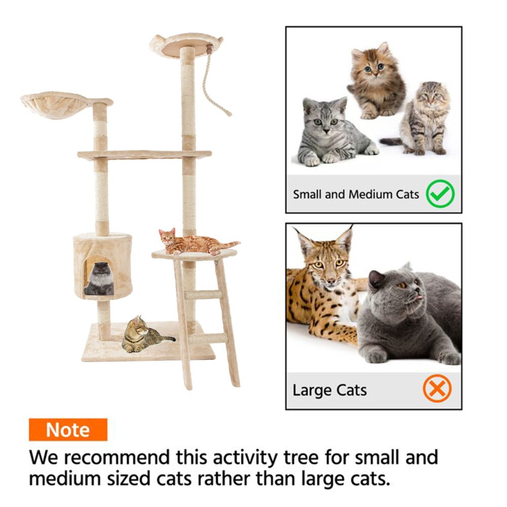 60" Solid Cute Sisal Rope Plush Cat Climb Tree Cat Tower - Taplike