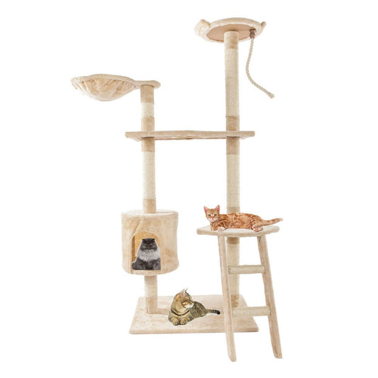 60" Solid Cute Sisal Rope Plush Cat Climb Tree Cat Tower - Taplike