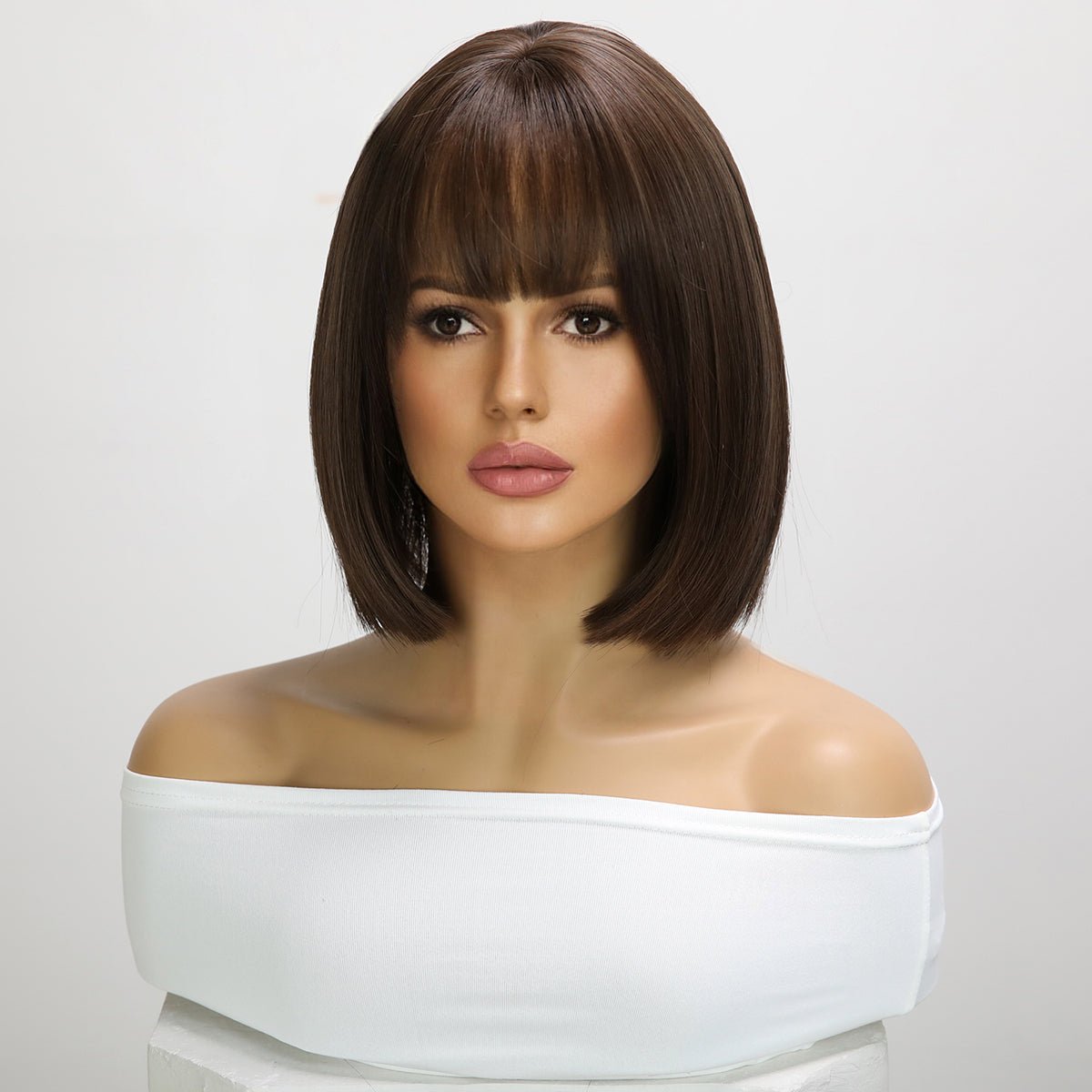 8-inch | cool brown | straight hair with hair bangs | SM7252 - TapLike