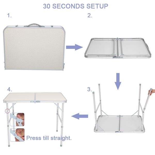 90 x 60 x 70cm Home Use Aluminum Alloy Folding Table - Taplike