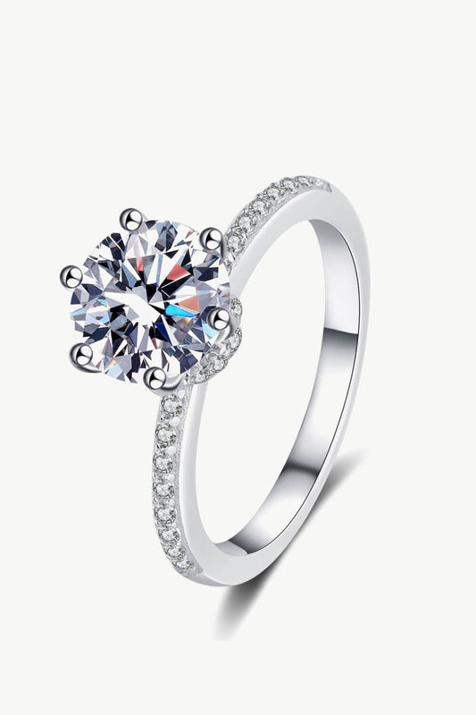 925 Sterling Silver 2 Carat Moissanite Ring - TapLike