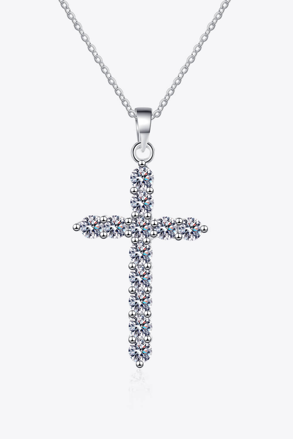 925 Sterling Silver Cross Moissanite Necklace - TapLike