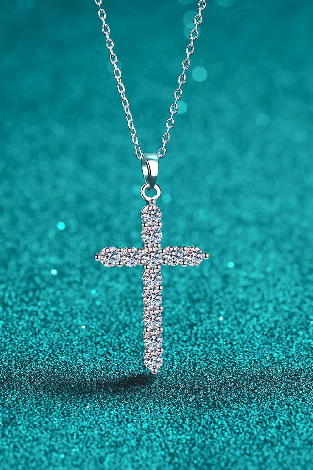925 Sterling Silver Cross Moissanite Necklace - TapLike