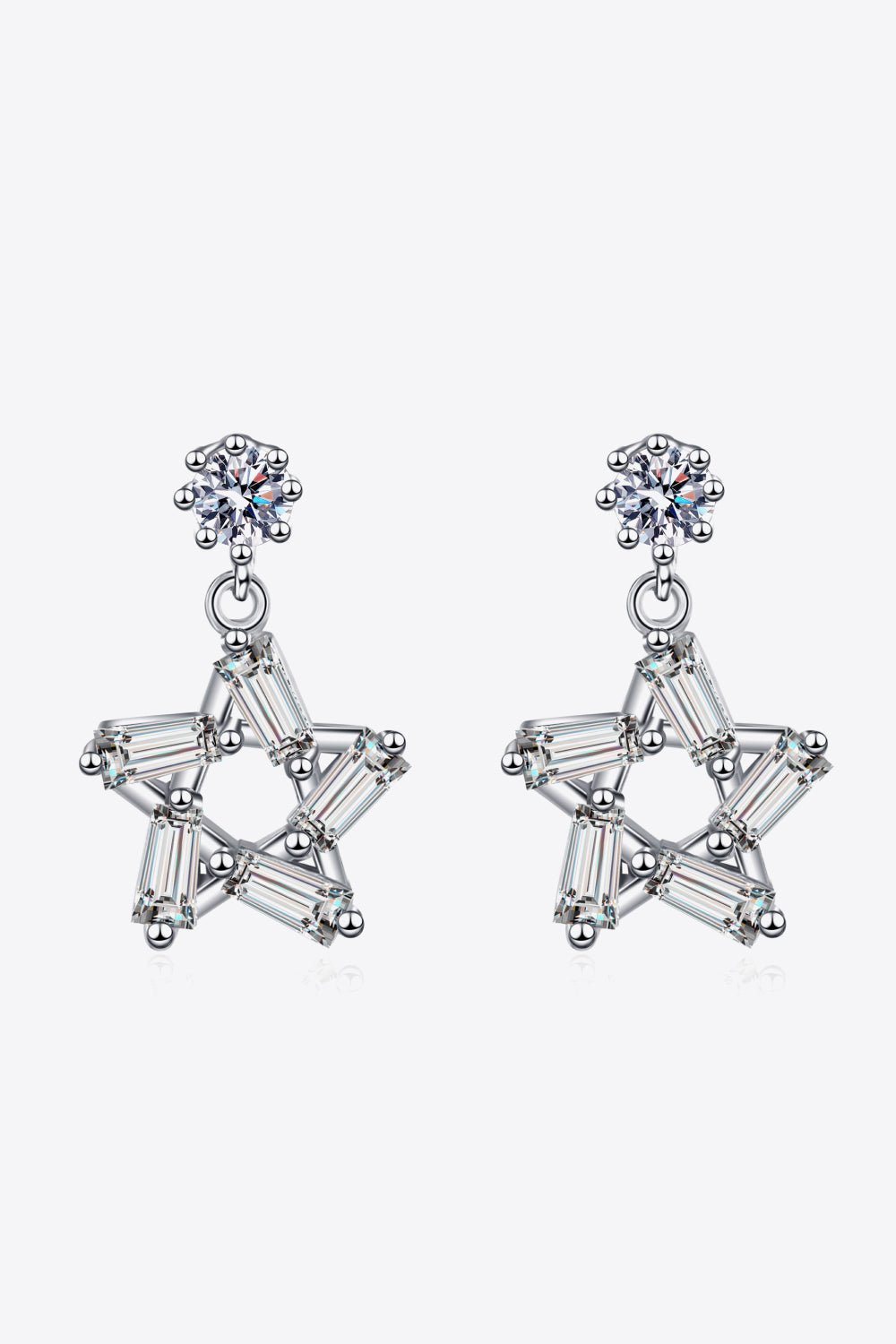 925 Sterling Silver Inlaid Moissanite Star Earrings - TapLike