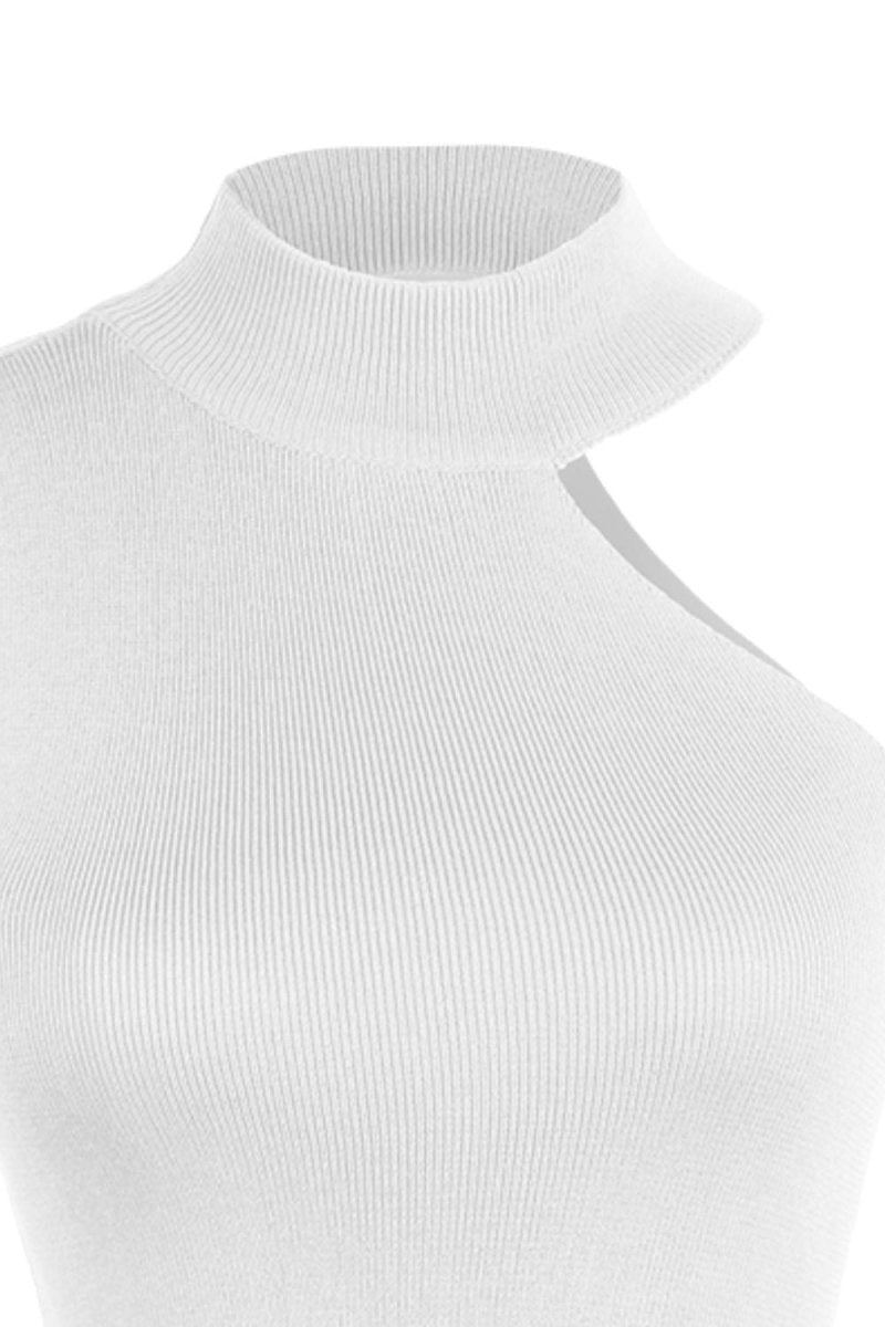 Asymmetrical Sleeveless Rib-Knit Top - TapLike