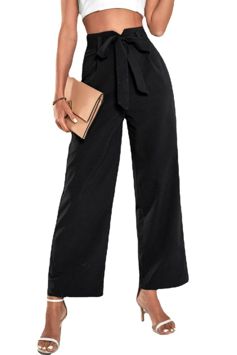 Belted High-Rise Wide Leg Pants - TapLike