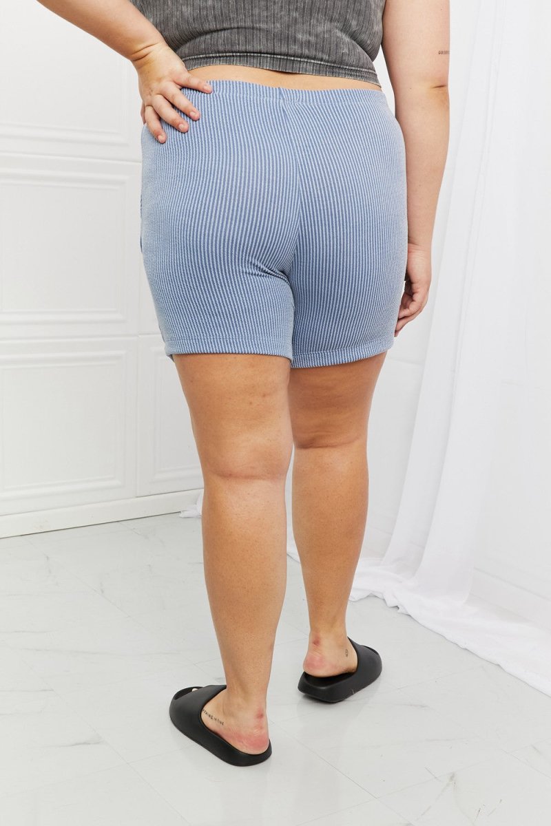 Blumin Apparel Too Good Full Size Ribbed Shorts in Misty Blue 10010217138 - TapLike