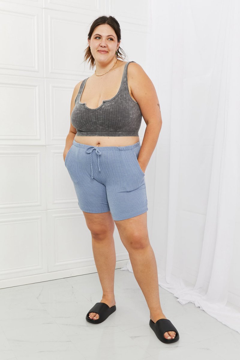 Blumin Apparel Too Good Full Size Ribbed Shorts in Misty Blue 10010217138 - TapLike