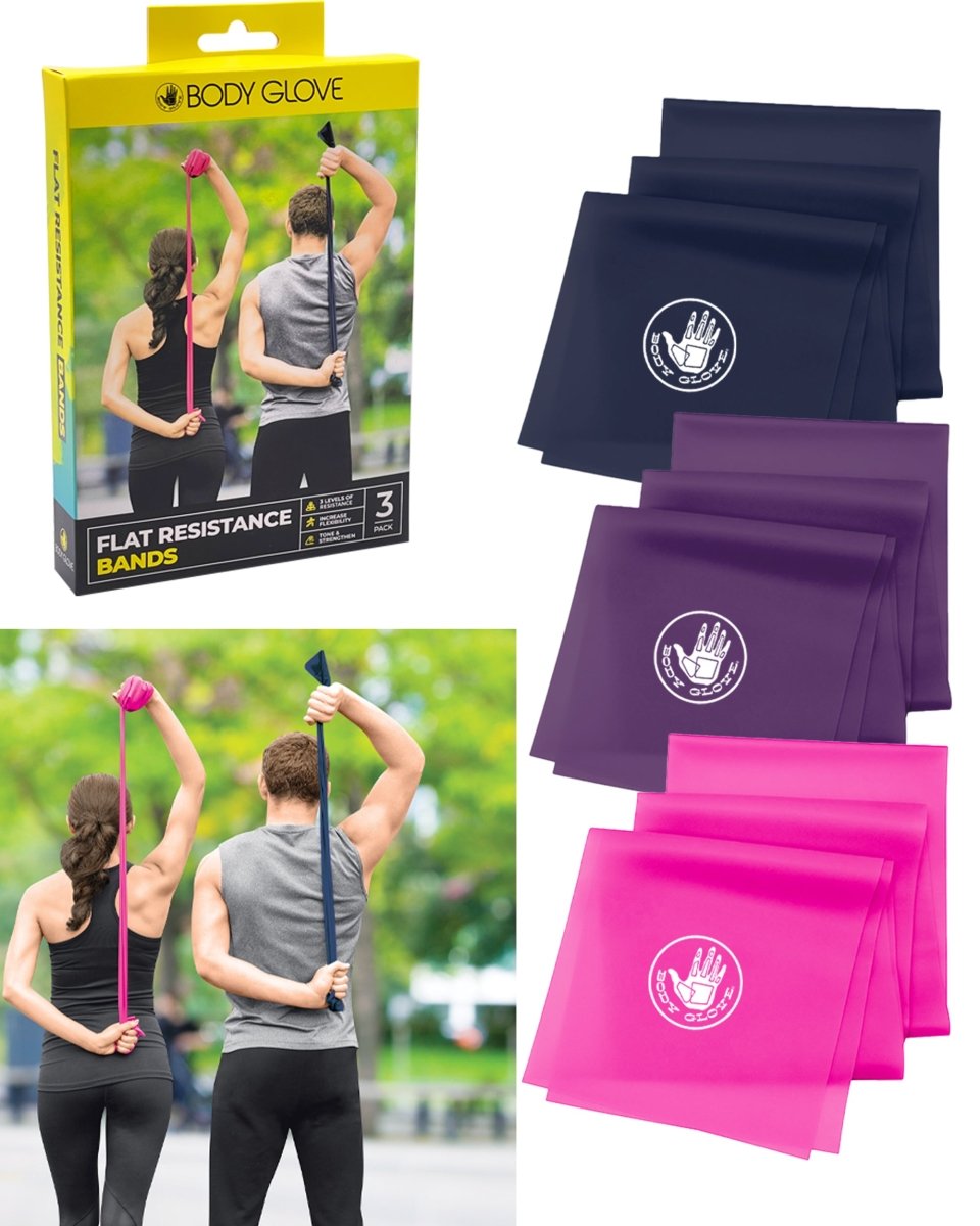 Body Glove 3 Pack Flat Resistance Bands For Upper and Lower Body - Taplike