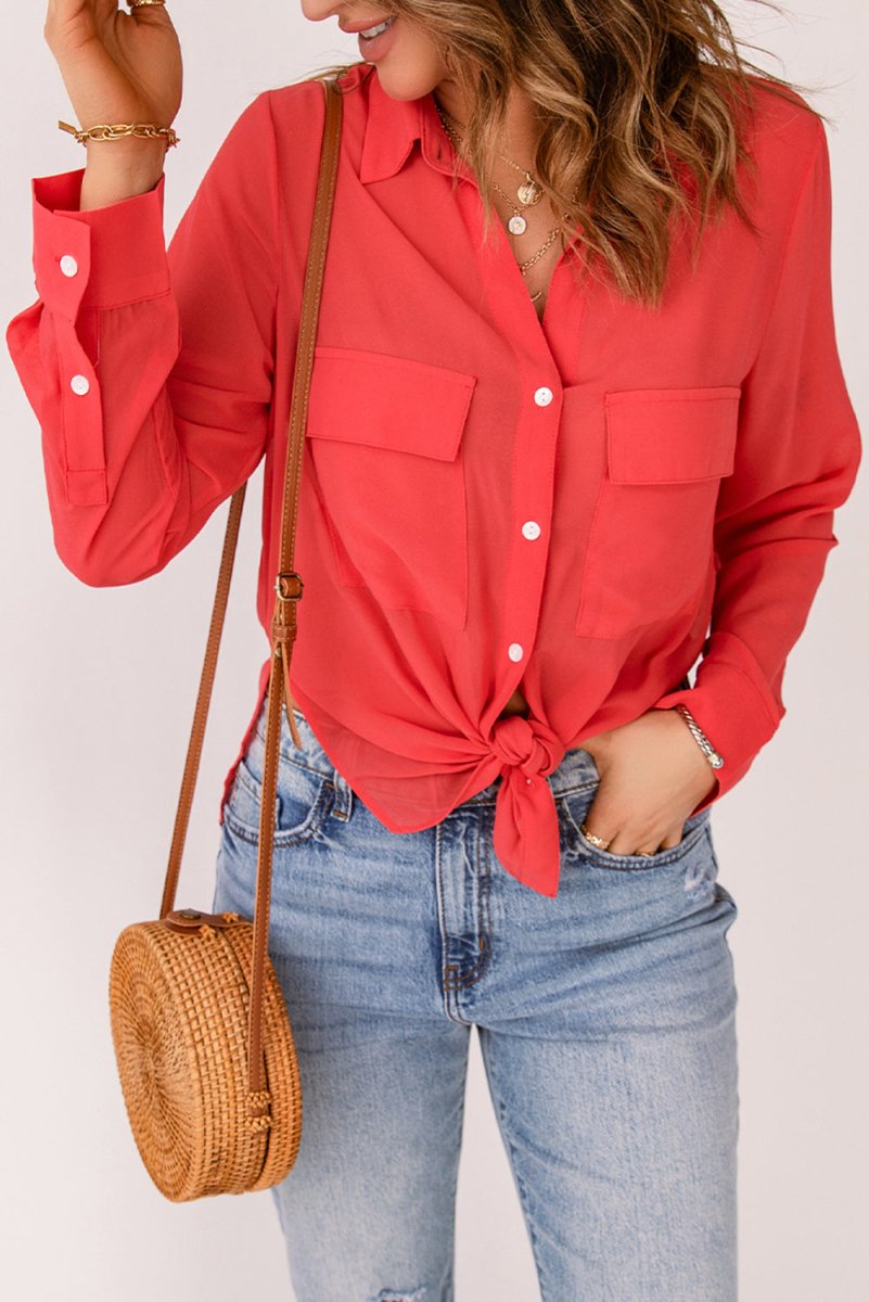Button-Up Shirt with Pockets - Taplike