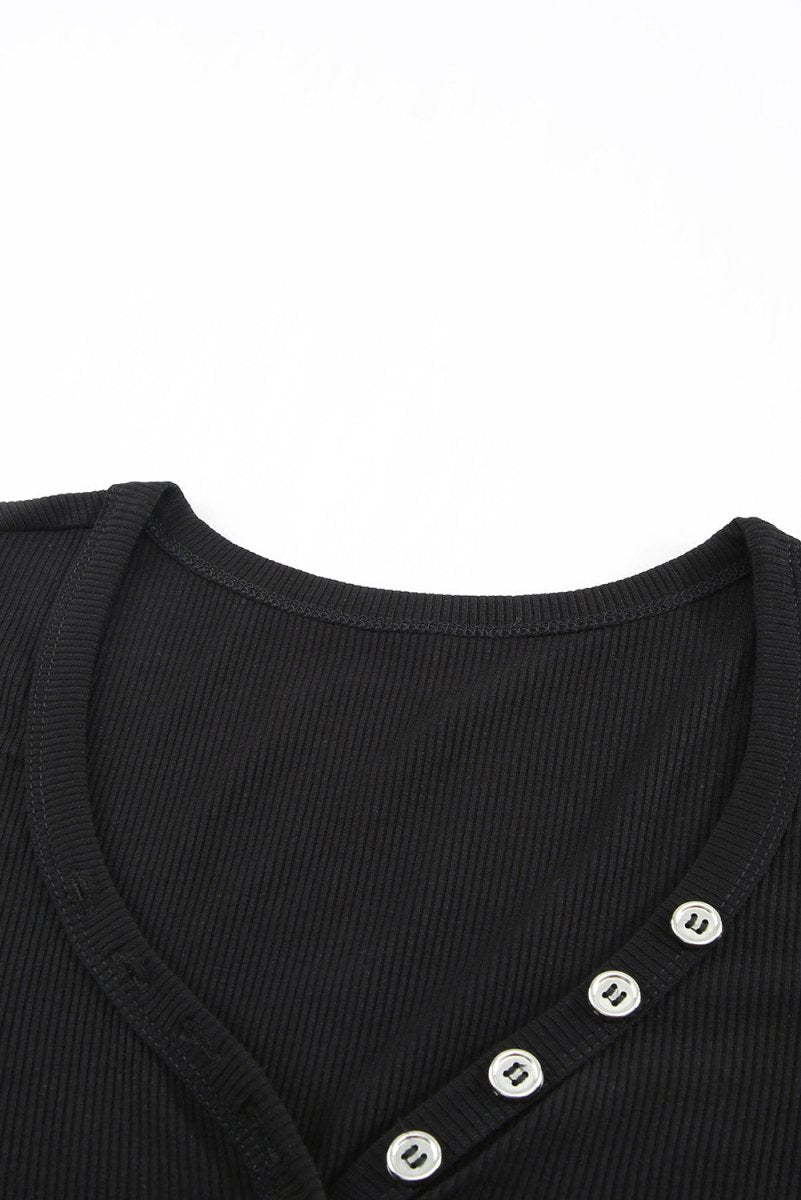 Buttoned Short Sleeve Tee Shirt - Taplike
