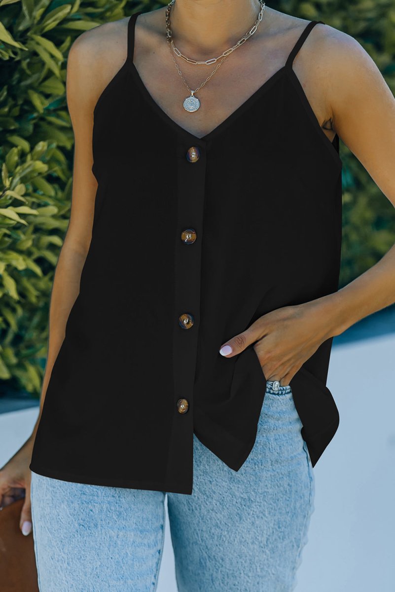 Buttoned V-Neck Cami - Taplike