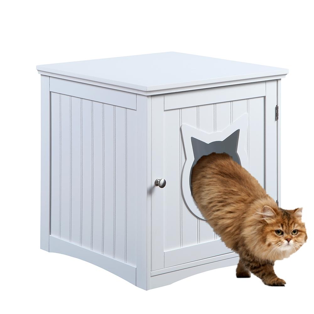 Cat House Side Table, Nightstand Pet House, Litter Box Enclosure - Taplike