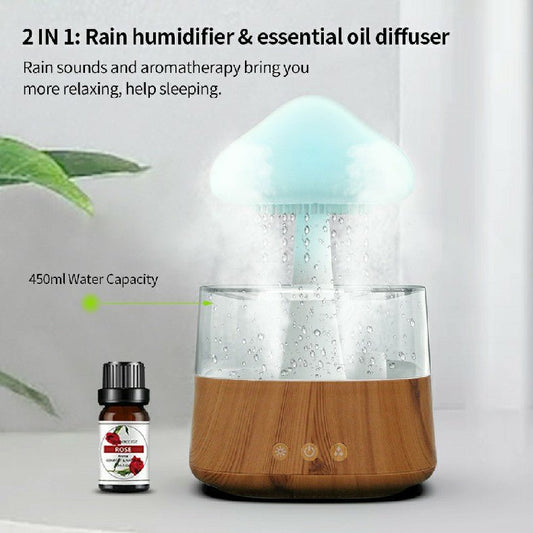 Cloud Jellyfish Ultrasonic Humidifier with Rainbow Light and Rainfall Effect - TapLike