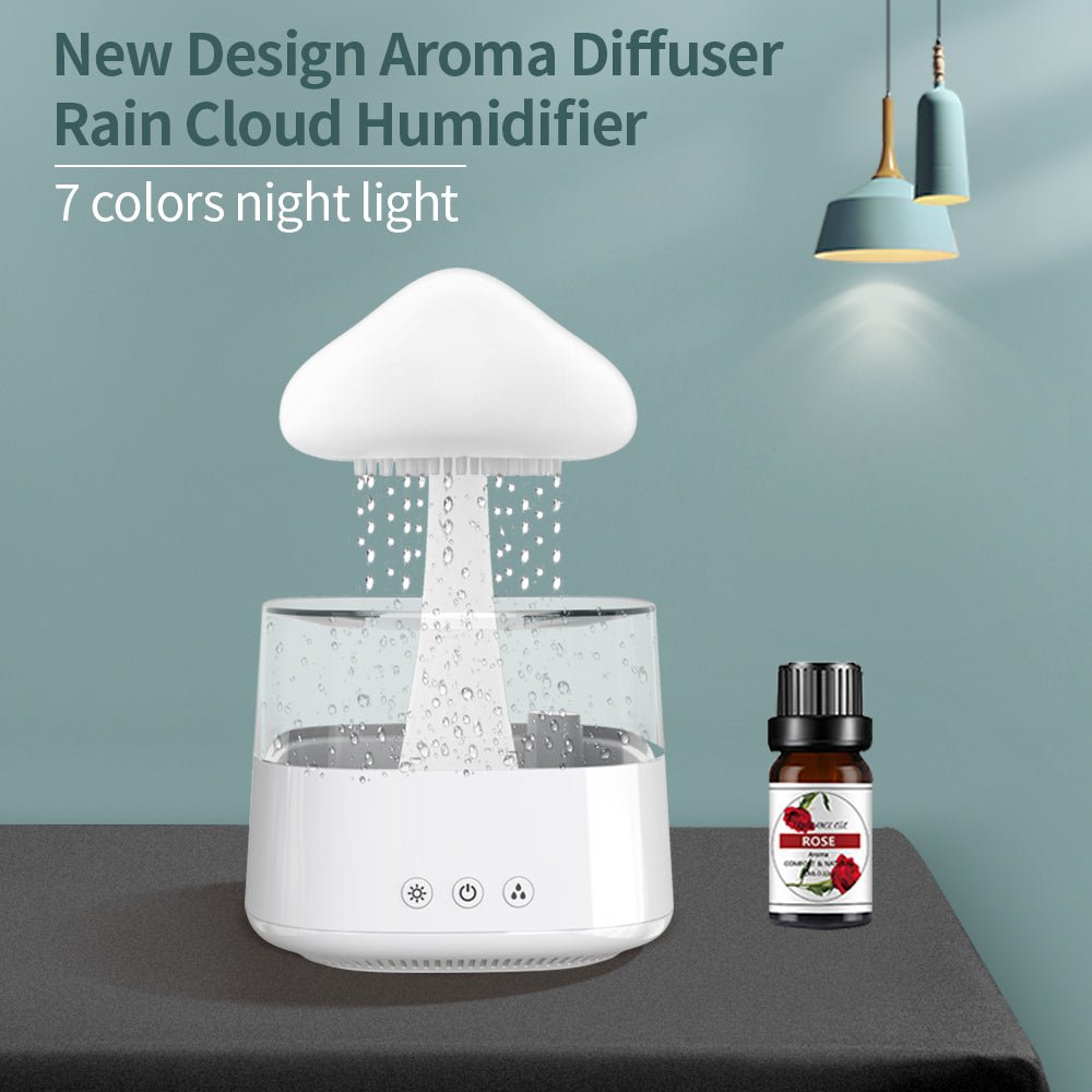 Cloud Jellyfish Ultrasonic Humidifier with Rainbow Light and Rainfall Effect - TapLike