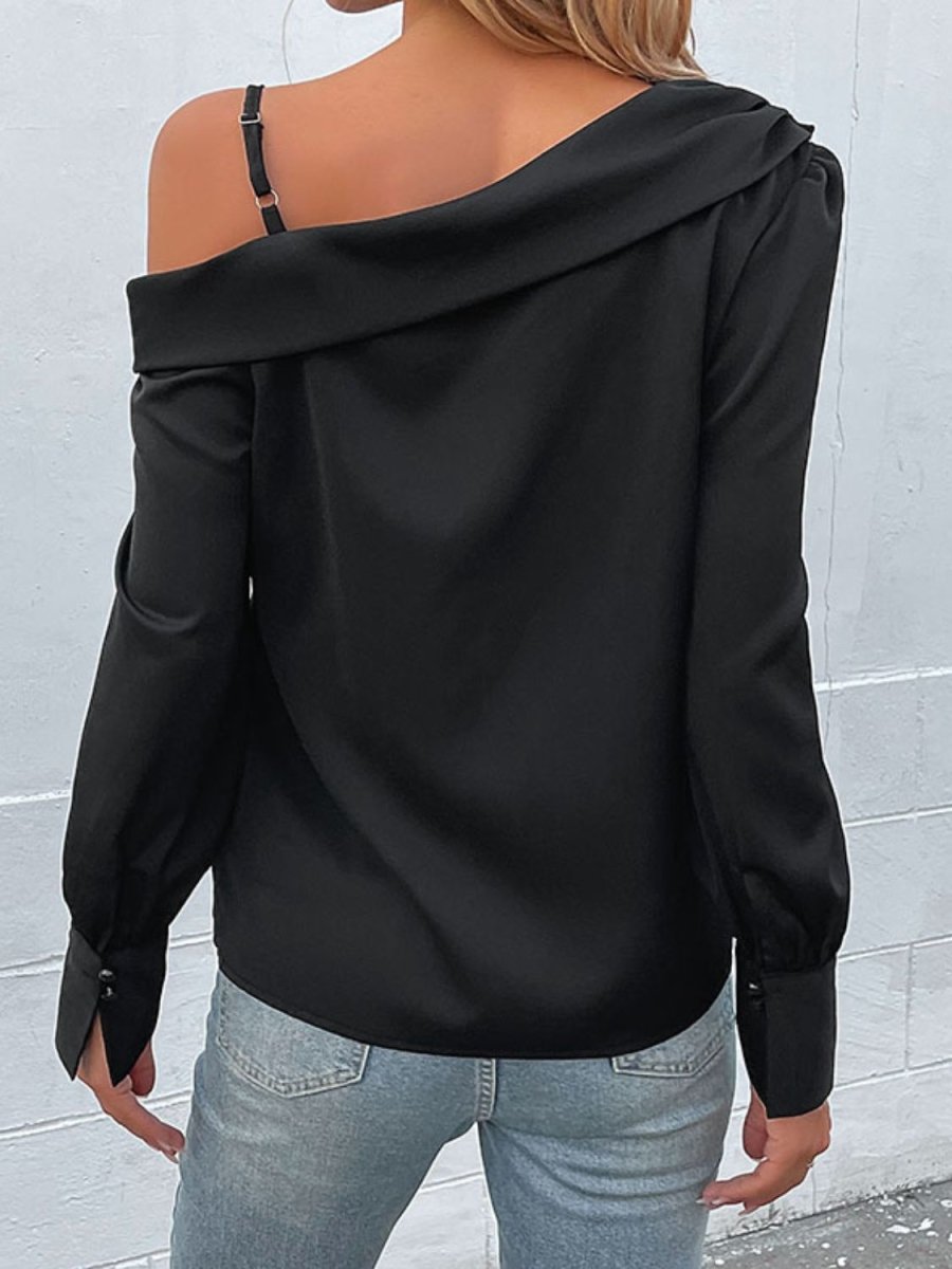 Cold-Shoulder Long Sleeve Top - TapLike