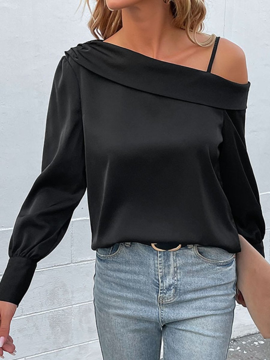 Cold-Shoulder Long Sleeve Top - TapLike