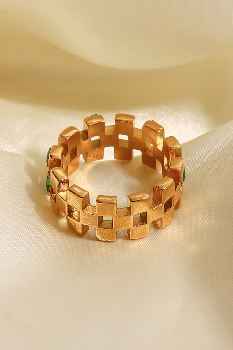 Contrast Stainless Steel 18K Gold-Plated Ring - TapLike