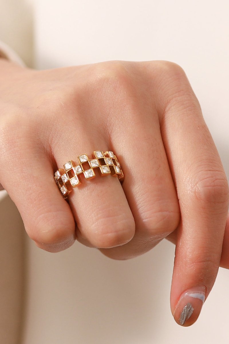 Contrast Stainless Steel 18K Gold-Plated Ring - TapLike