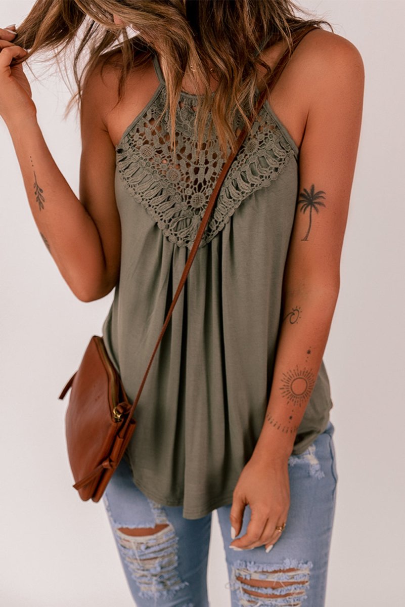 Crochet Lace Detail Tank Top X - Taplike