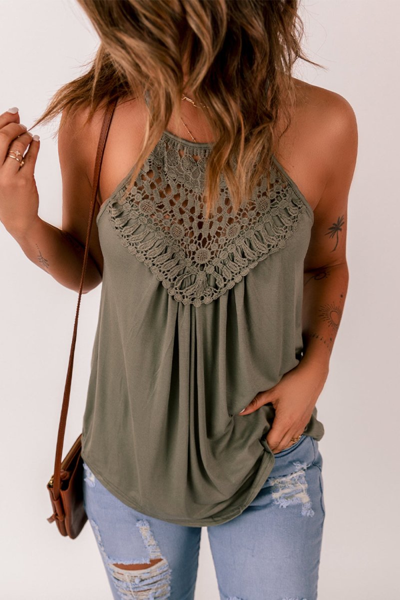 Crochet Lace Detail Tank Top X - Taplike