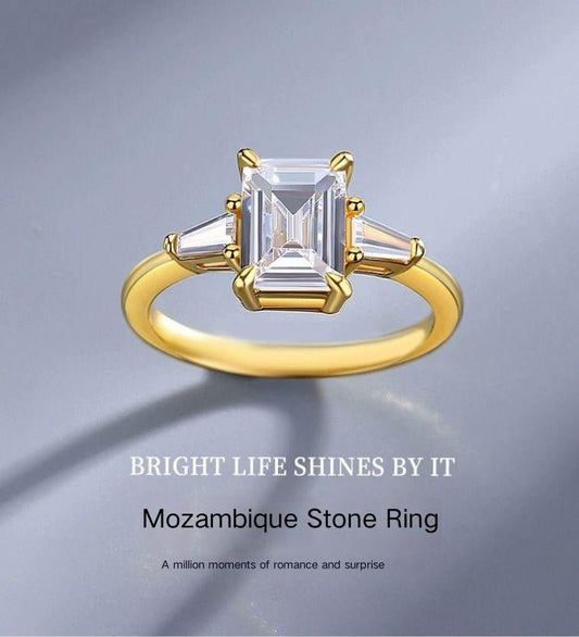 Dominating Vintage Queen Moissanite Diamond Ring Rectangle Ring S925 Sterling Silver Hundred Vintage Rings - TapLike