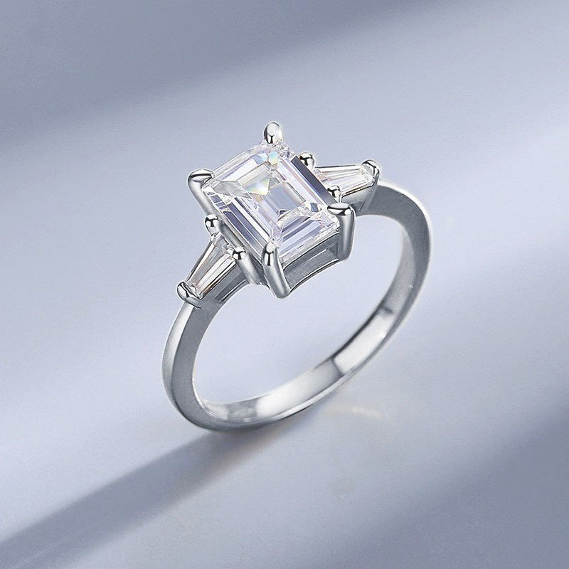 Dominating Vintage Queen Moissanite Diamond Ring Rectangle Ring S925 Sterling Silver Hundred Vintage Rings - TapLike