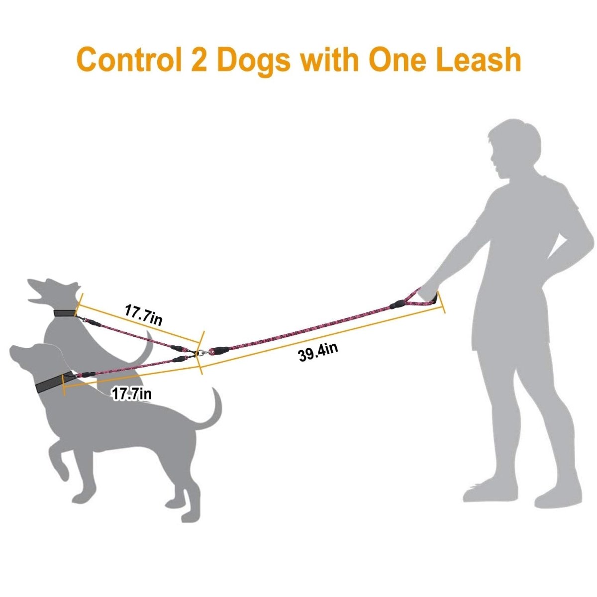 Double Dogs Leash No-Tangle Dogs Lead Reflective Dogs Walking Leash - Taplike