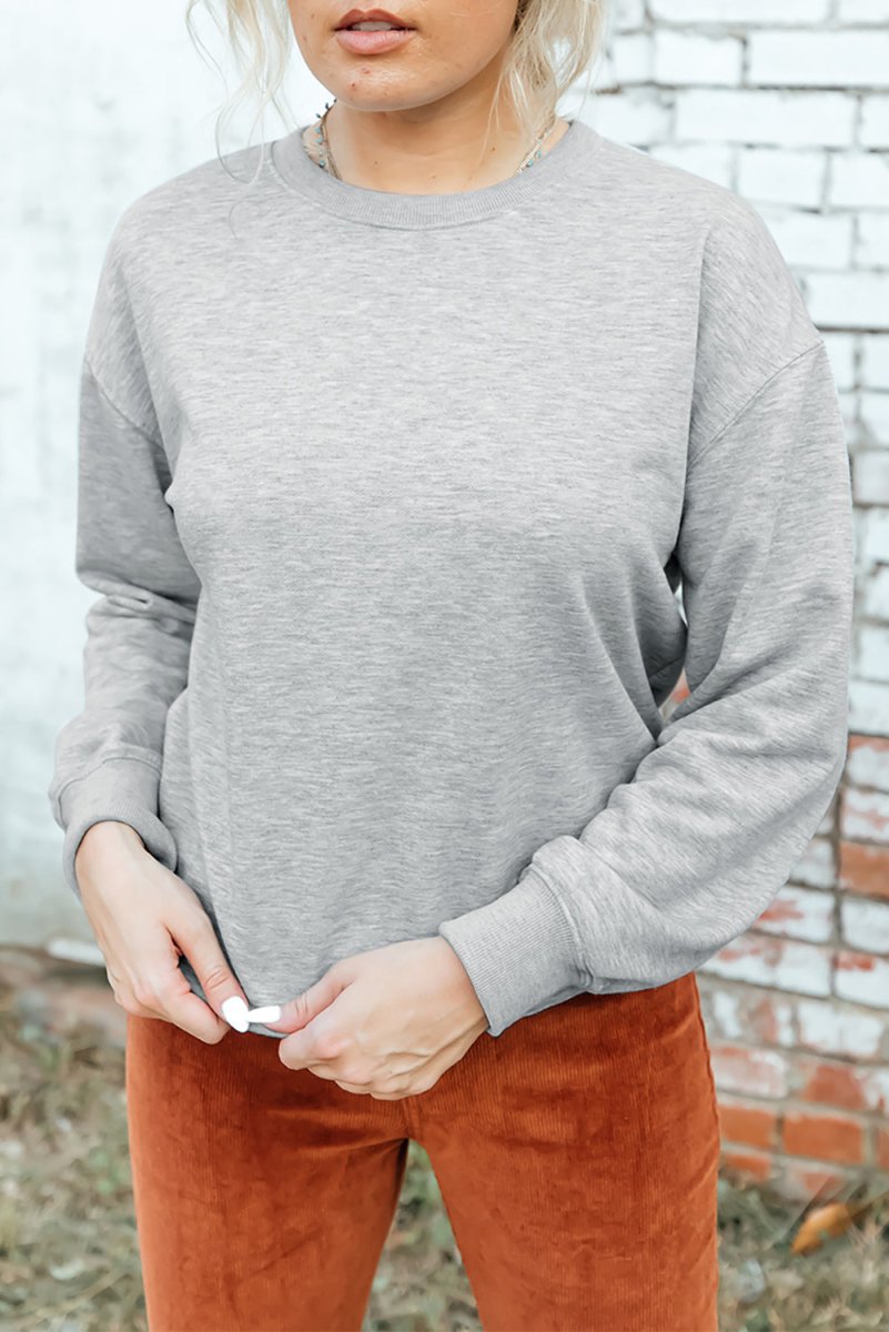 Drop Shoulder Ribbed Trim Sweatshirt - TapLike