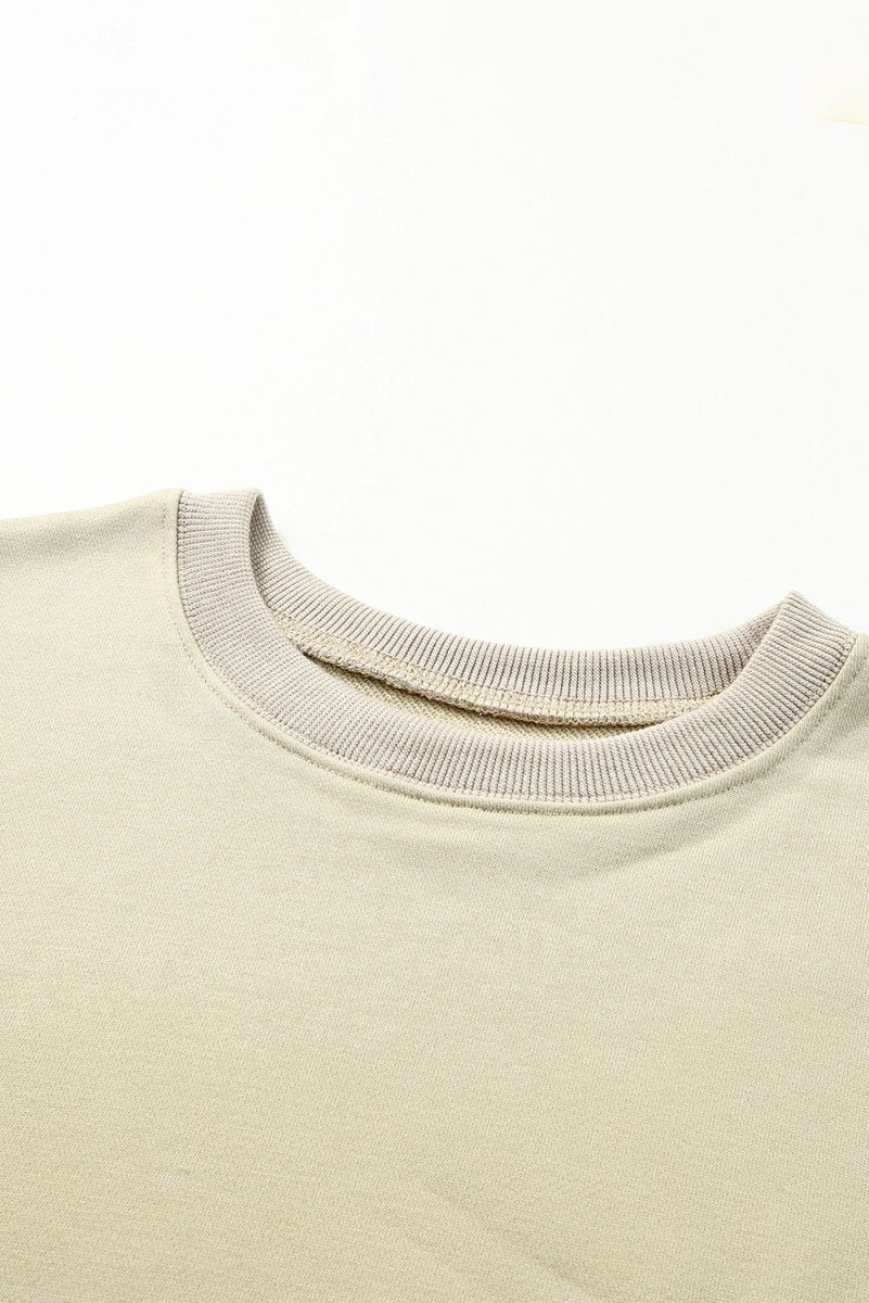 Drop Shoulder Ribbed Trim Sweatshirt - TapLike