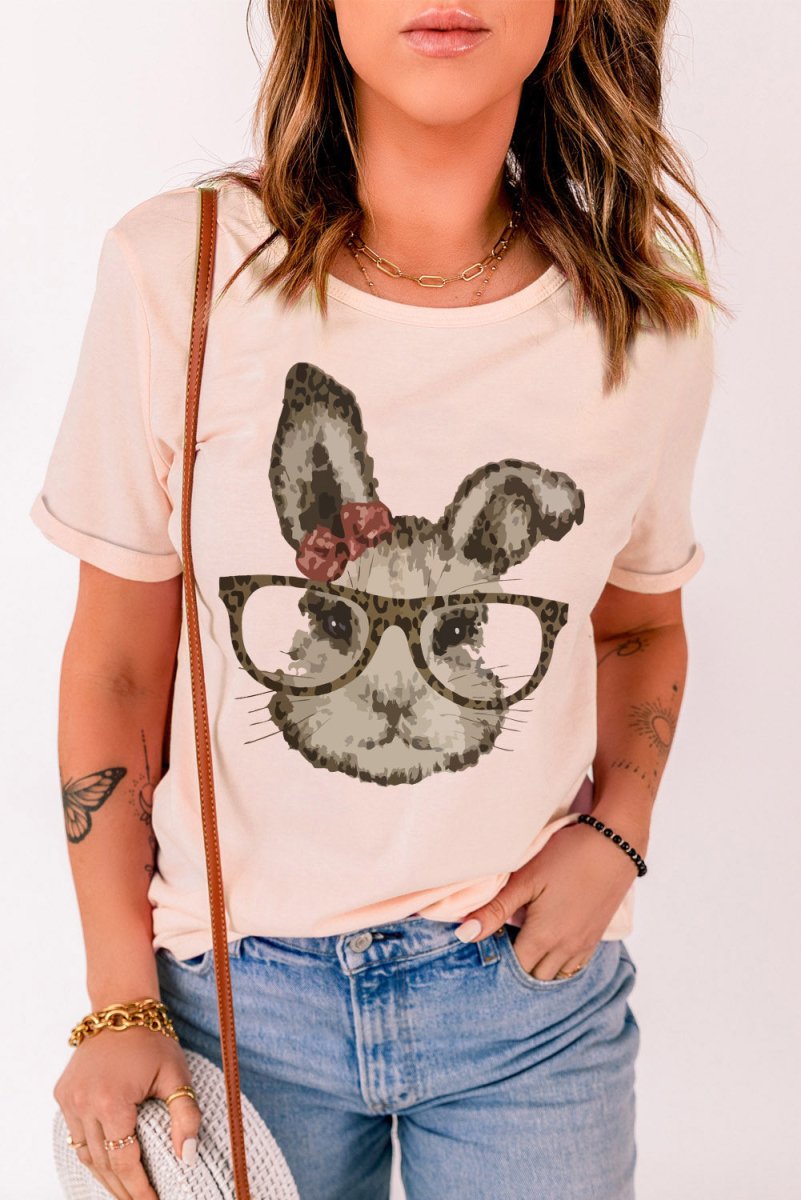 Easter Bunny Graphic Cuffed T-Shirt - TapLike
